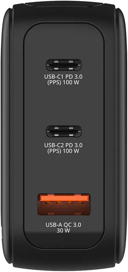 Verbatim Mini GaN Charger 100W with Ekranas, 2× USB-C PD, 1× USB-A QC 3.0, Juodas