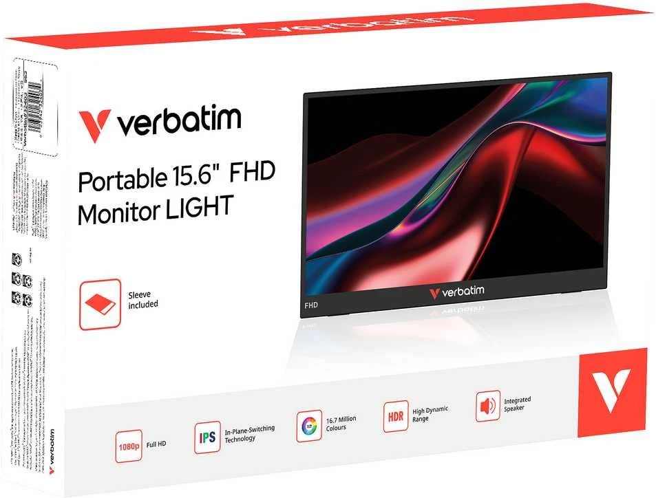 Nešiojamas monitorius Verbatim LIGHT 15.6″ FHD juodos spalvos 32401
