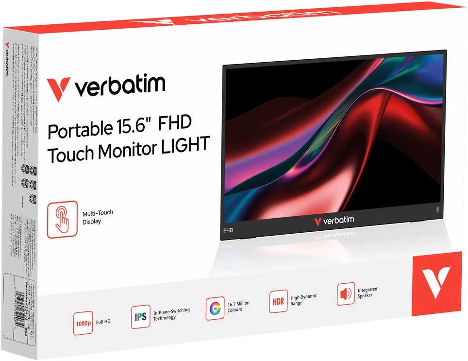 Verbatim LIGHT 15,6" FHD Portable Touch Monitorius juoda 32402