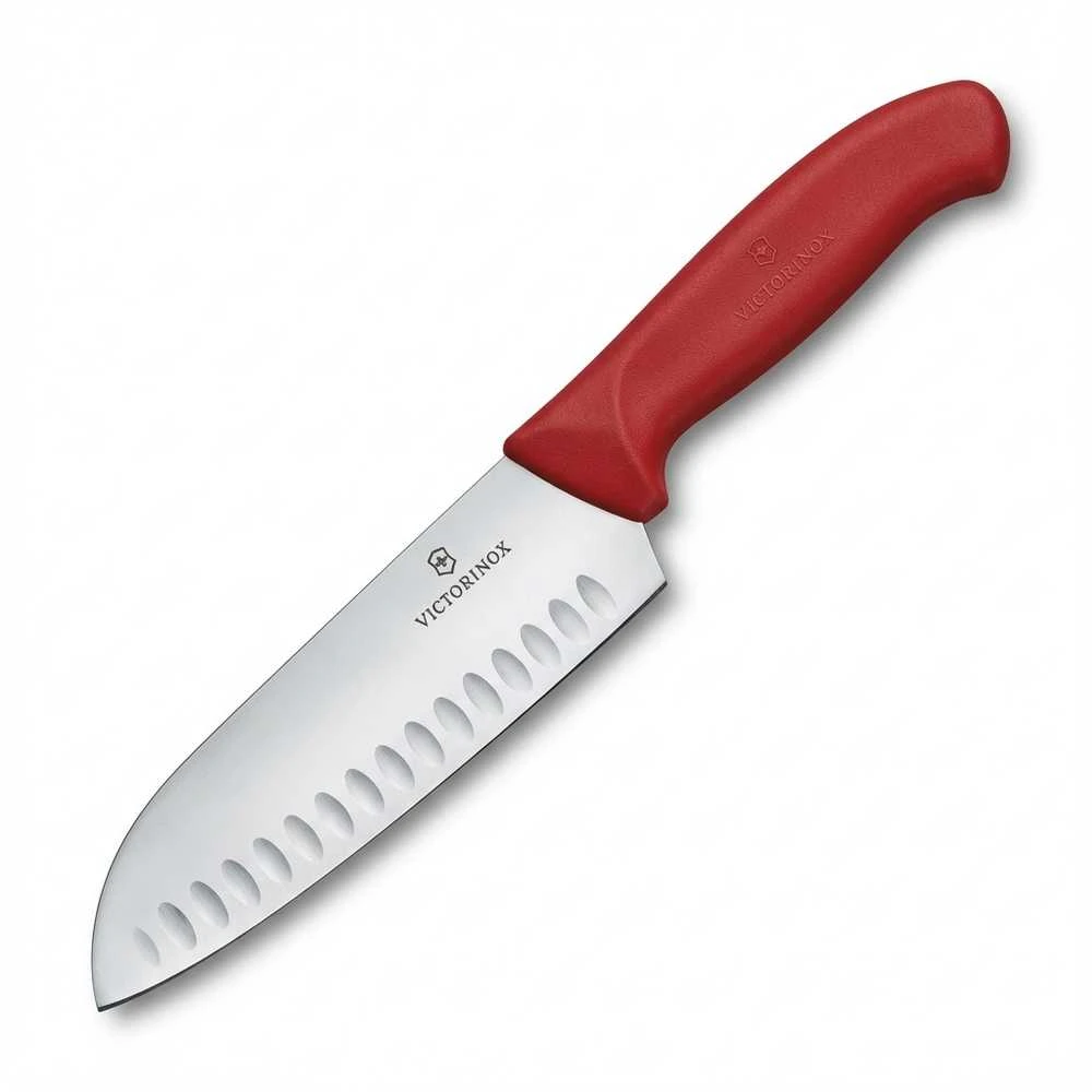 Victorinox V-6.85 21.17B Šveicariškas klasikinis Santoku peilis, 17 cm, raudonas