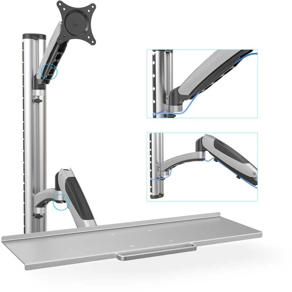 Assmann Electronic DIGITUS monitorius ir klaviatūros tvirtinimas prie sienos iki 27 colių dujų spyruoklinis laikiklis maks. 8KG VESA 75x75mm 100x100mm