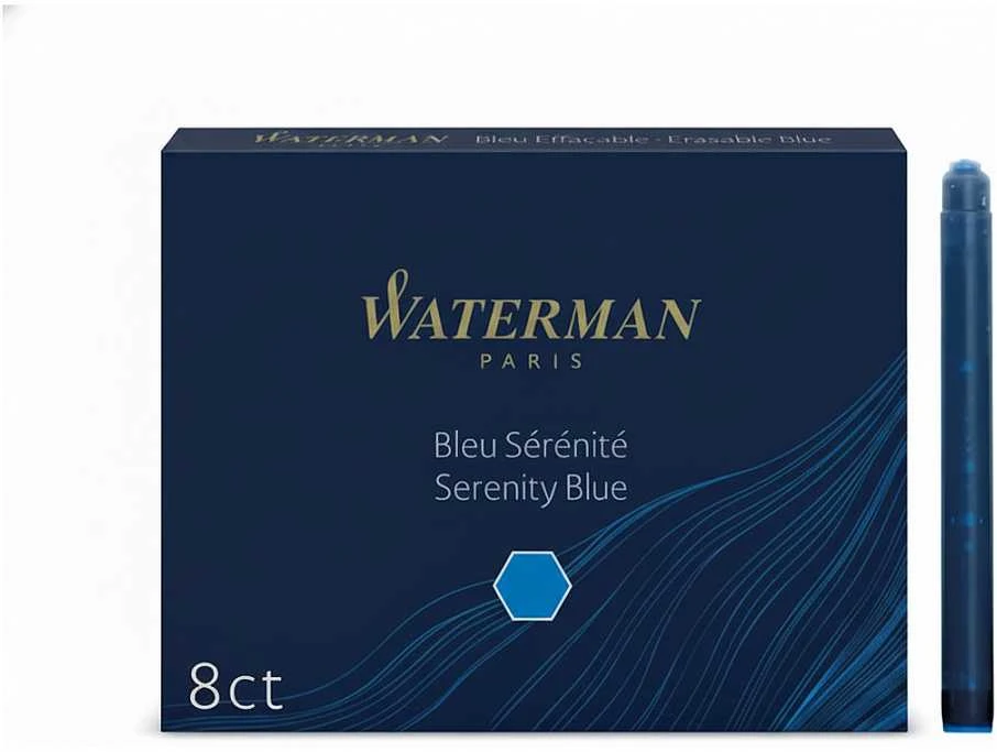 Rašalo kapsulės WATERMAN, 8 vnt., Mėlyna