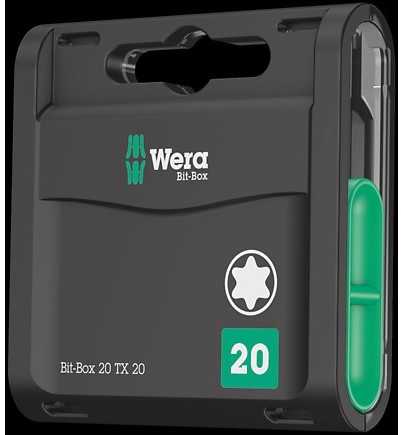 Wera Antgalių dėžutė 20H 20 vnt. TORX varžtams su šešiakampe galvute 20x25 mm Wera
