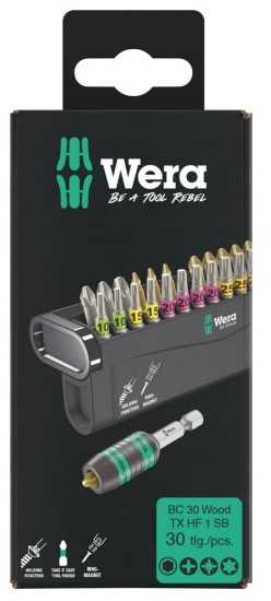 Sukimo antgalių rinkinys Wera Bit-Check 30 Wood TX HF 1 SB; 30 vnt.