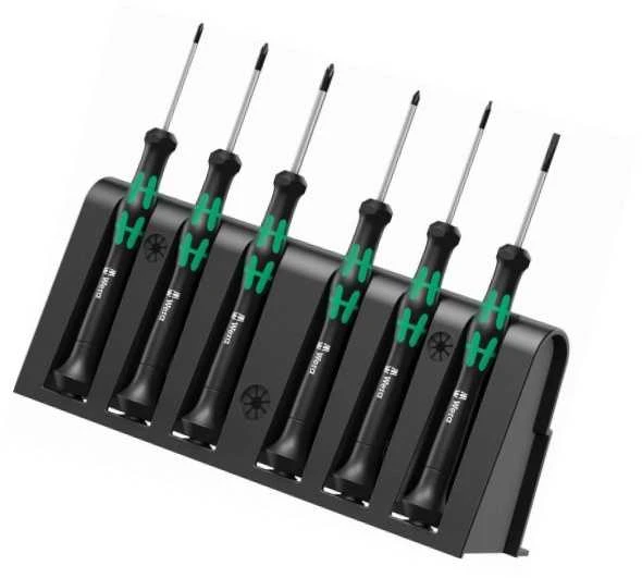 WERA 2050/6 elektroninei taikymui. atsuktuvų rinkinys + stovas