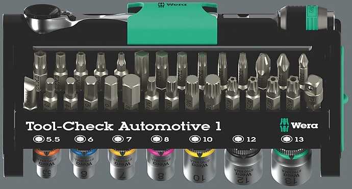 Wera Werkzeuge Wera Tool-Check Automotive 1, 1 vnt., Juoda, Žalia, Nerūdijantis plienas, Nerūdijantis plienas, 478 g, 51 mm, 218 mm