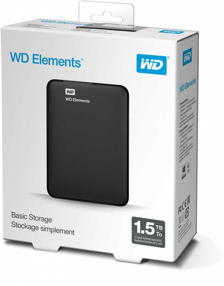 Western Digital Kietasis išorinis diskas WD Elements Portable HDD 1,5TB USB3, Juodas