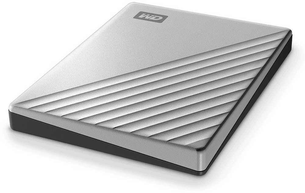 Kietasis diskas Western Digital My Passport Ultra Mac 5TB Sidabrinis USB-C/USB3.0 HDD 2.5" metalo apdaila RTL nešiojamas išorinis