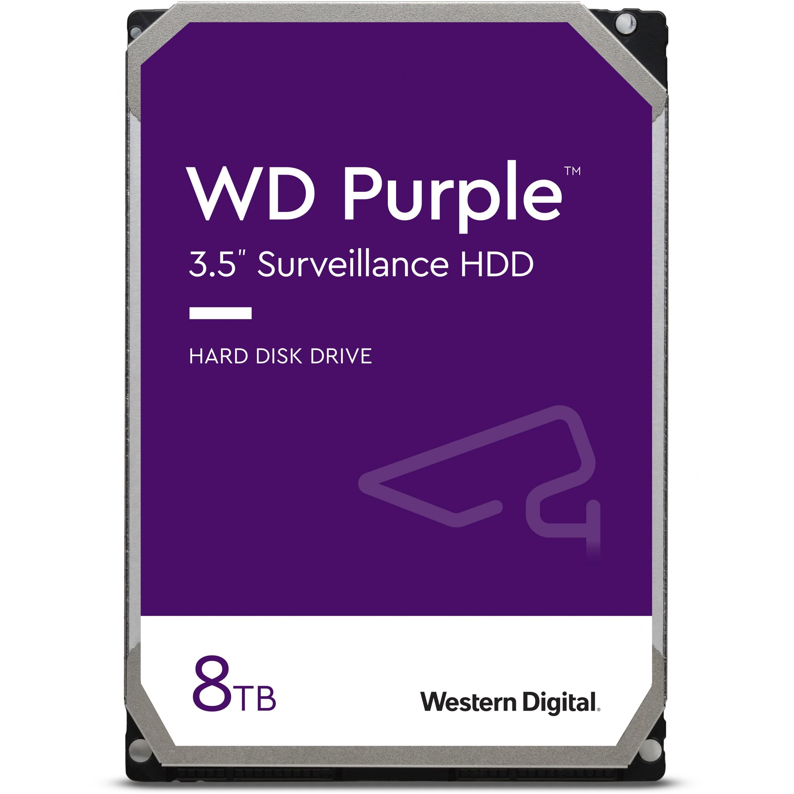 „Western Digital WD Violetinė 8TB SATA 6Gb/s CE“ kietasis diskas, 8,9 cm, 3,5 colio, vidinis, 5640 RPM, 128 MB talpykla, 24x7, birių talpų