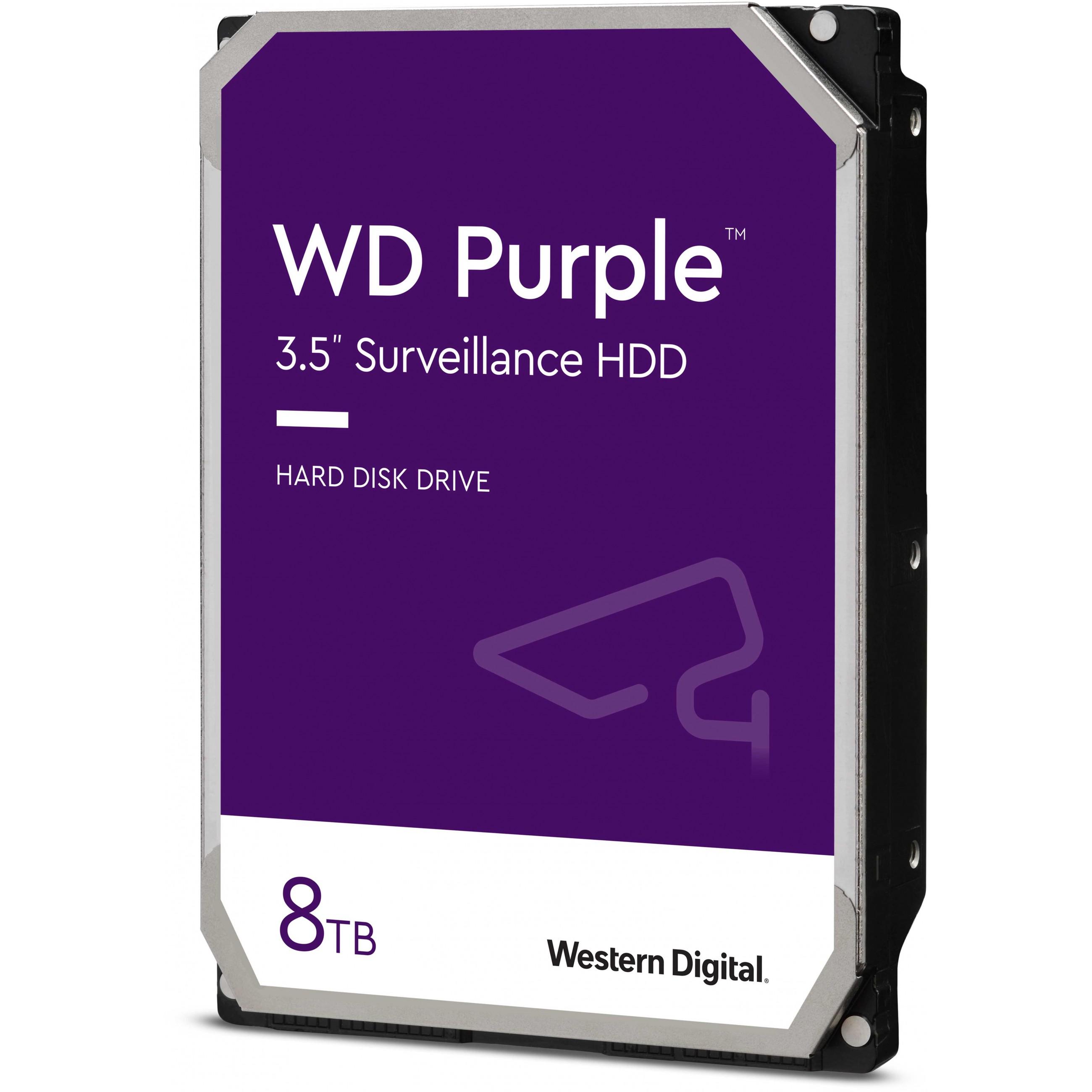 „Western Digital WD Violetinė 8TB SATA 6Gb/s CE“ kietasis diskas, 8,9 cm, 3,5 colio, vidinis, 5640 RPM, 128 MB talpykla, 24x7, birių talpų