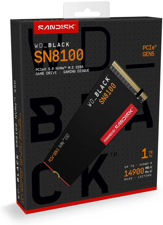 Sandisk „Western Digital“ Juodas SN8100 1 TB M.2 PCI Express 5.0 NVMe TLC 3D NAND