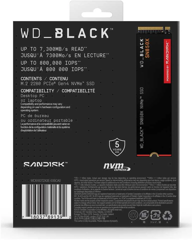 Kietasis diskas SSD Western Digital SN850X, 1TB/Supremely Fast PCIe Gen4 x4 M.2 internal single-packed POWERED BY SANDISK