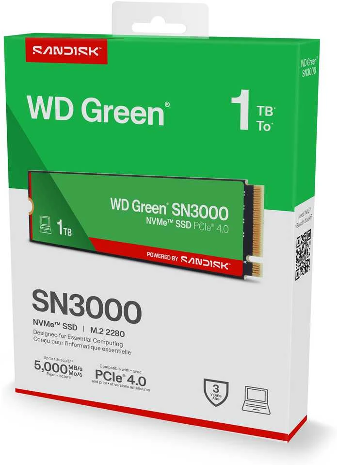Western Digital WD Žalias SN3000 M.2 PCIe NVMe 1TB