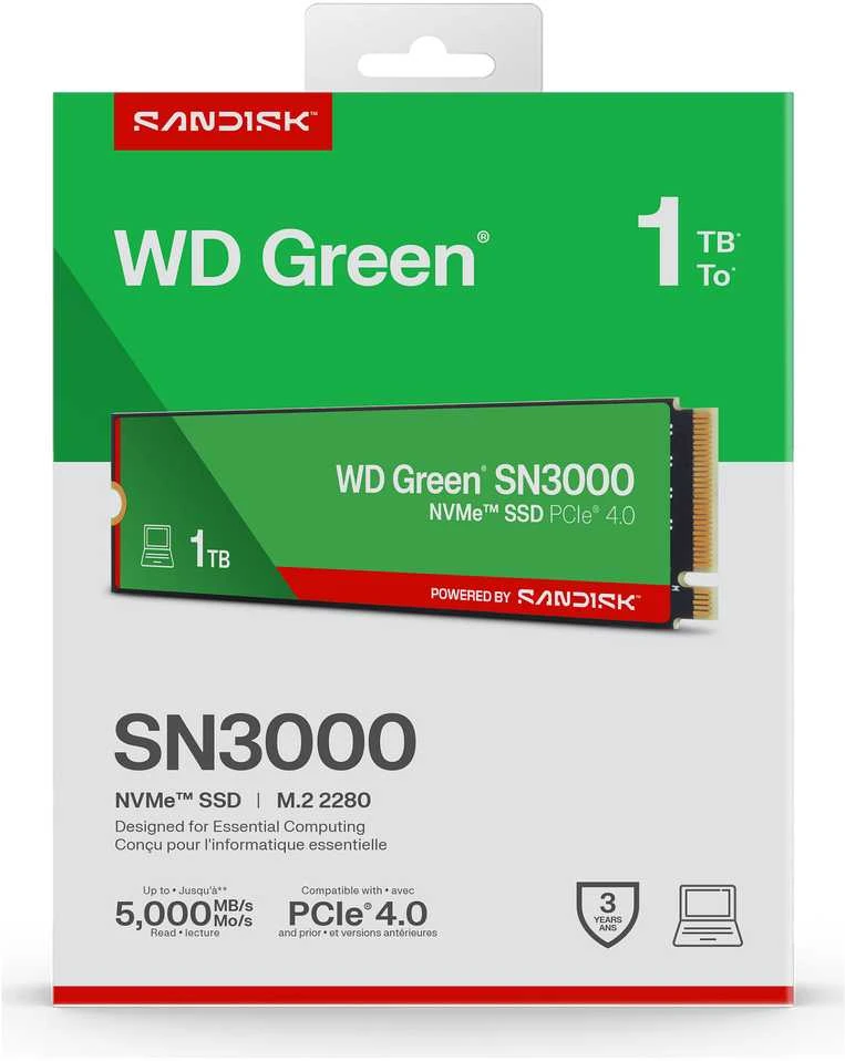 Western Digital WD Žalias SN3000 M.2 PCIe NVMe 1TB