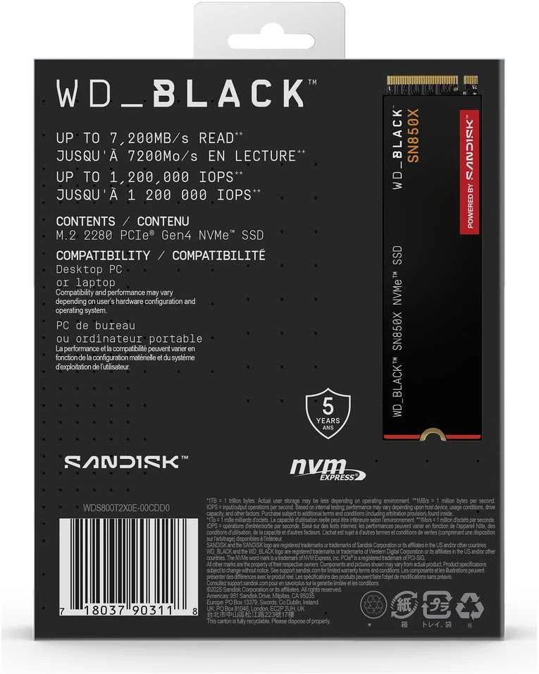 Sandisk SSD - Western Digital Juodas 8 TB M.2 PCIe 4.0 NVMe