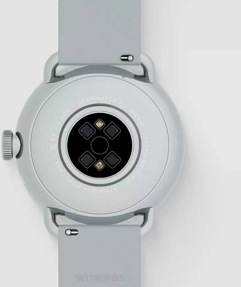 Išmanusis laikrodis Withings Scanwatch 2, 38 mm, Sidabrinės spalvos korpusas su baltos spalvos dirželiu