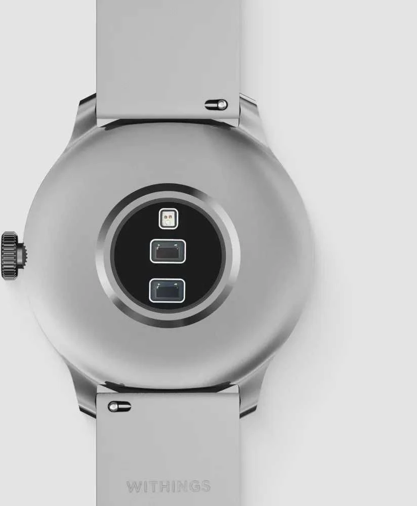 Išmanusis laikrodis Withings Scanwatch Light, 37 mm, Sidabro spalvos korpusas su pilkos spalvos dirželiu