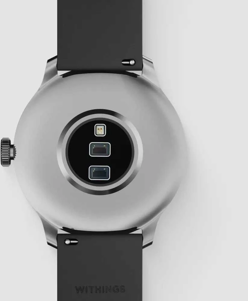 Išmanusis laikrodis Withings Scanwatch Light 37mm, Sidabrinės spalvos korpusas su juodos spalvos dirželiu