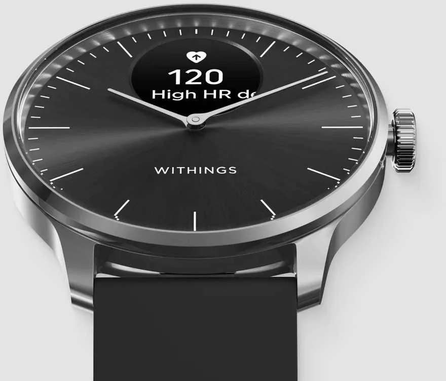 Išmanusis laikrodis Withings Scanwatch Light 37mm, Sidabrinės spalvos korpusas su juodos spalvos dirželiu