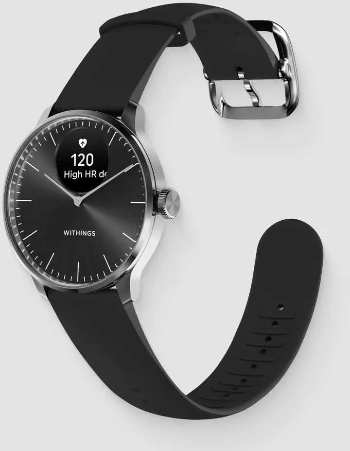 Išmanusis laikrodis Withings Scanwatch Light 37mm, Sidabrinės spalvos korpusas su juodos spalvos dirželiu