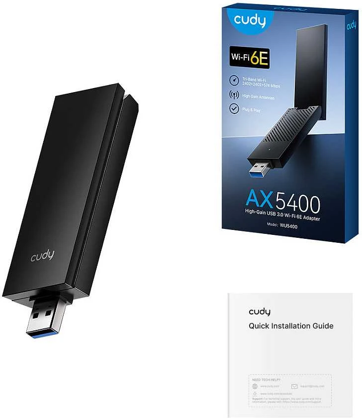 CUDY WU5400 AC1300 Wi-Fi USB Adapteris