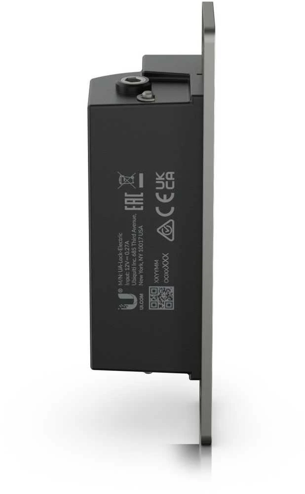 „Ubiquiti UACC-Lock-Strike-Secure-15mm“ elektrinė spyna su apsauga nuo gedimų, jungiama prie „UniFi Access Hub“.