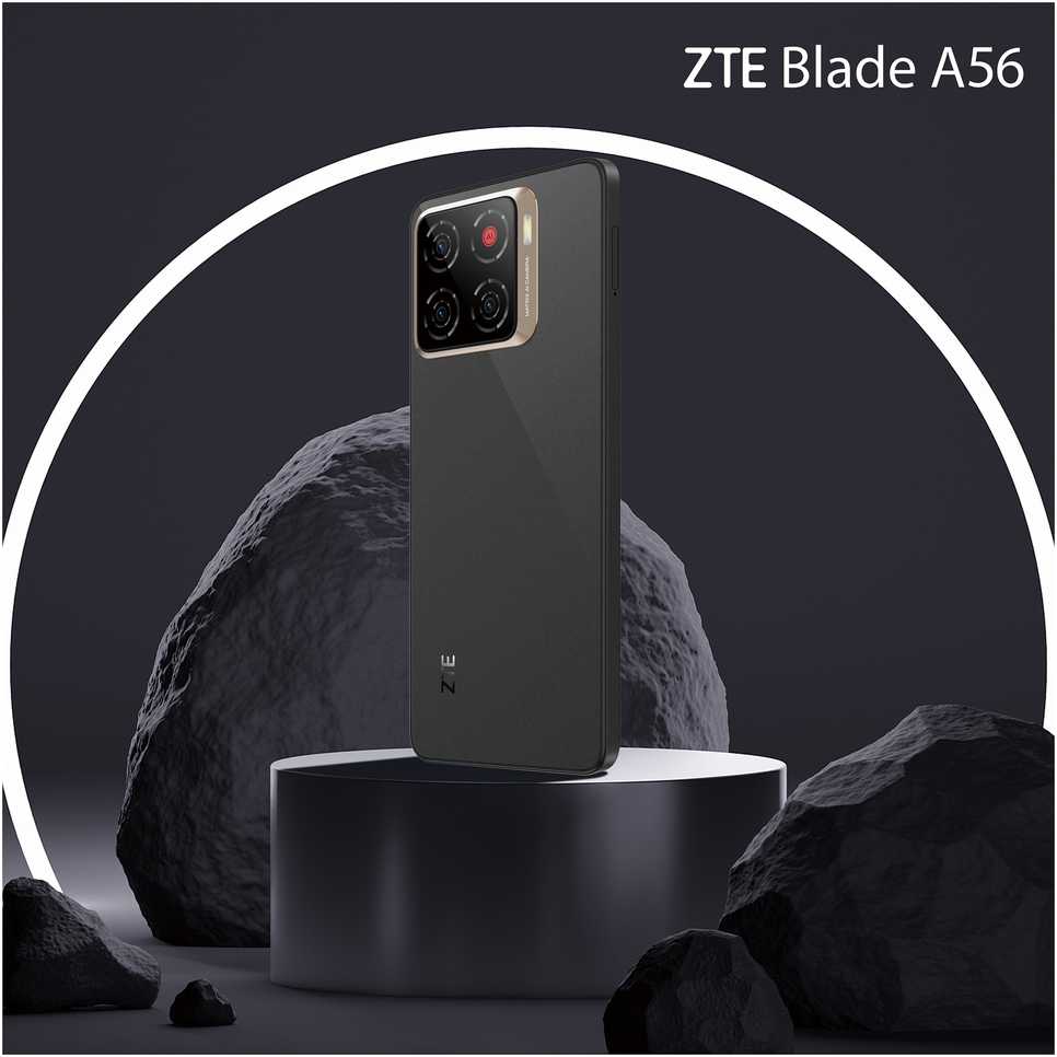 Išmanusis telefonas ZTE ZTE Blade A56 - 4G Išmanusis telefonas - Dual-SIM - RAM 4 GB / Interner Atmintis 64 GB - Micro SD slot - 6.75" - 1600 x 720 Pixel (90 Hz) - Triple-Kamera 13 MP, 0.08 MP, 0,08 MP - front camera 8 MP - Tiefschwarz
