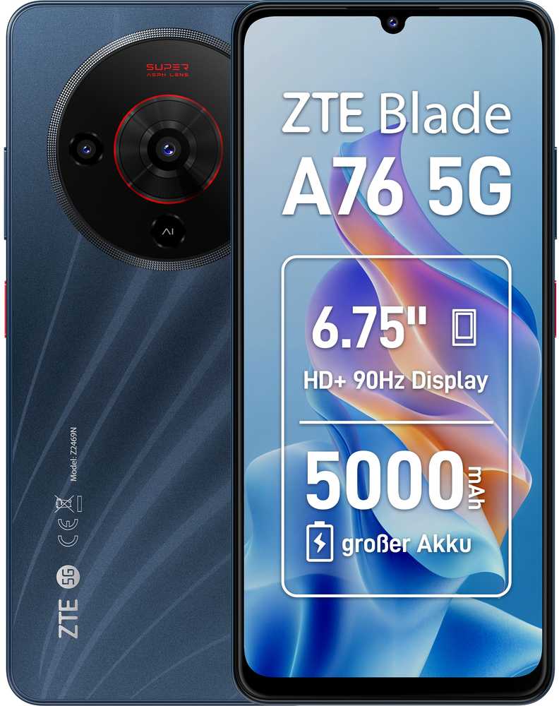Išmanusis telefonas ZTE Blade A76 5G Juodas