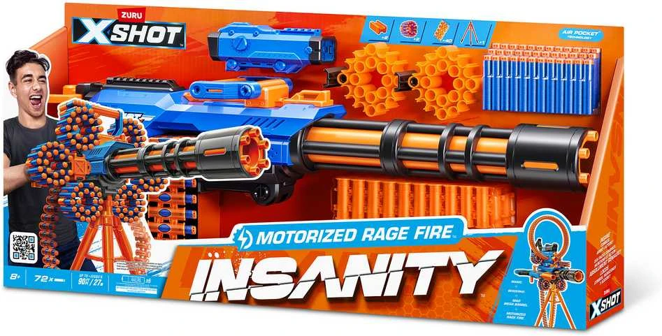 XShot ZURU X-Shot Insanity Rage Fire blasteris su 72 smiginiais, nuotolis 27 m