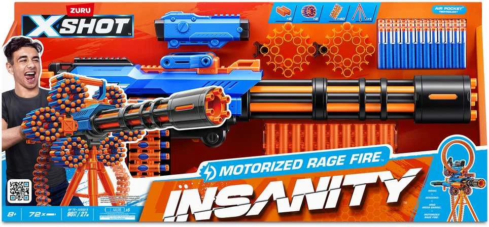 XShot ZURU X-Shot Insanity Rage Fire blasteris su 72 smiginiais, nuotolis 27 m