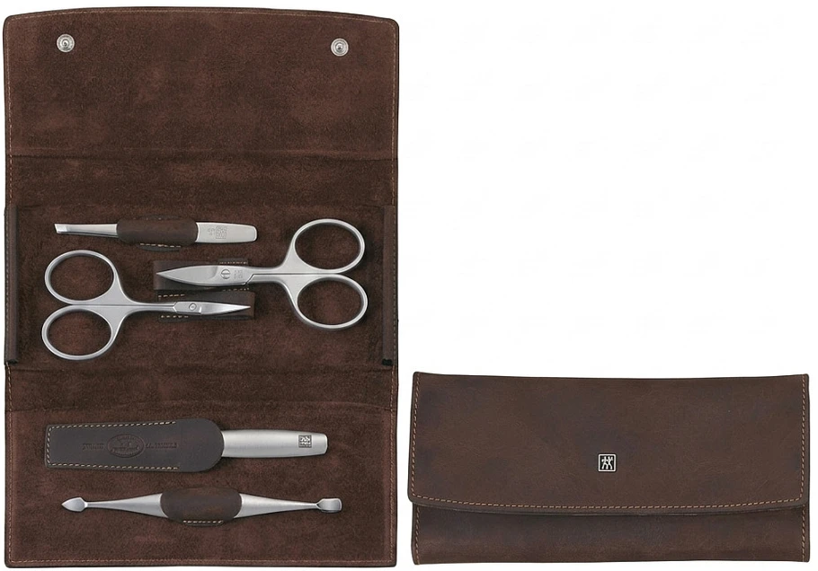 Zwilling komplektas do manicure – raudona skórzane etui, 5 dalys