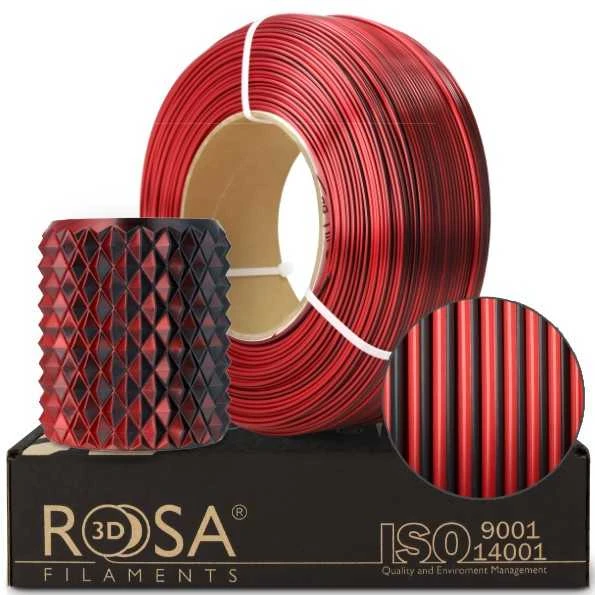 Rosa3D PLA 1.75mm raudonas-juodas filamentas