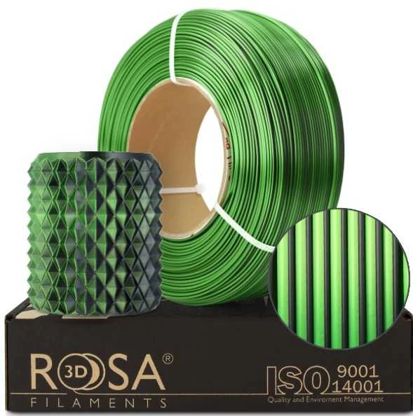 Rosa3D Refill PLA Magic Silk siūlas 1.75mm 1kg - Mistic Žalias