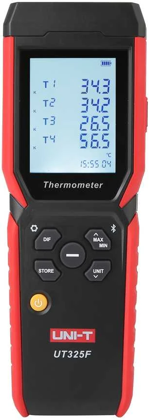 Skaitmeninis termometras su duomenų kaupimu, 4 kanalai, 72K taškų, -200.0°C~1372°C, USB-C, Bluetooth, UNI-T