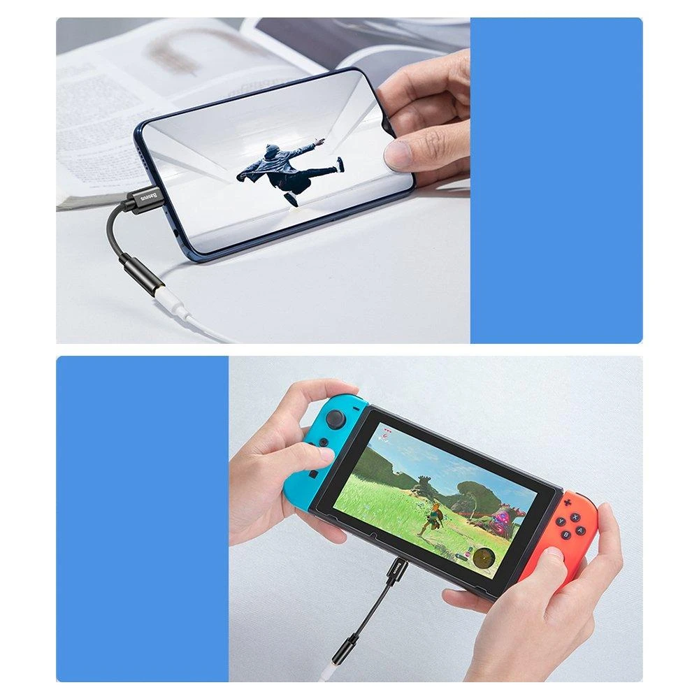 Baseus USB-C į 3.5mm adapteris naudojimo pavyzdžiai