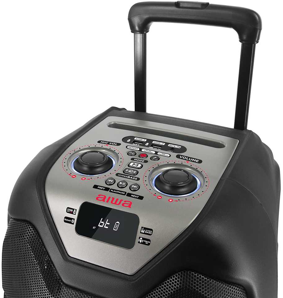 Aiwa Nešiojama garso sistema 400W (50W RMS) su karaoke, belaidžiu VHF mikrofonu