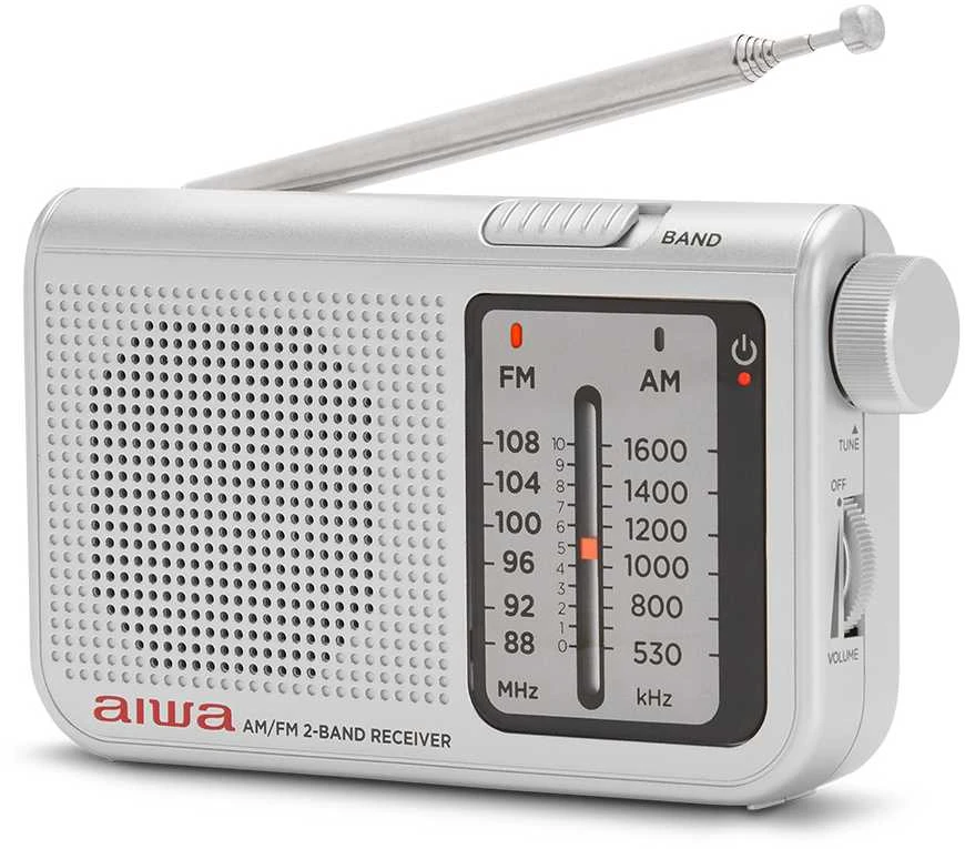 Aiwa Radijo imtuvas FM/AM su 3.5mm lizdu, sidabro spalvos