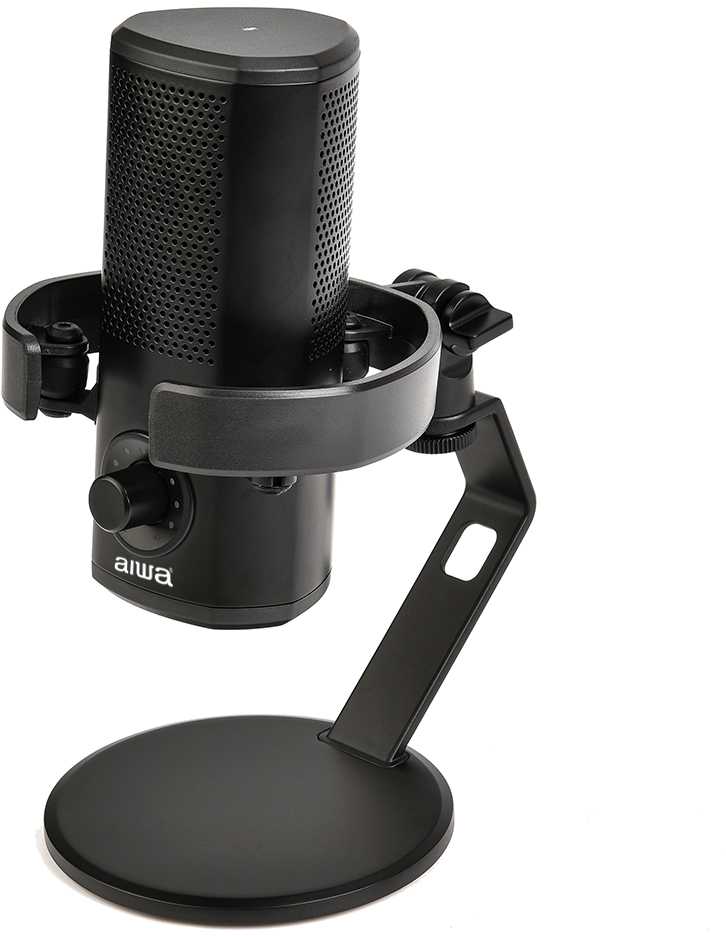 Aiwa Stalinis kardioidinis kondensatorinis USB mikrofonas, juodas