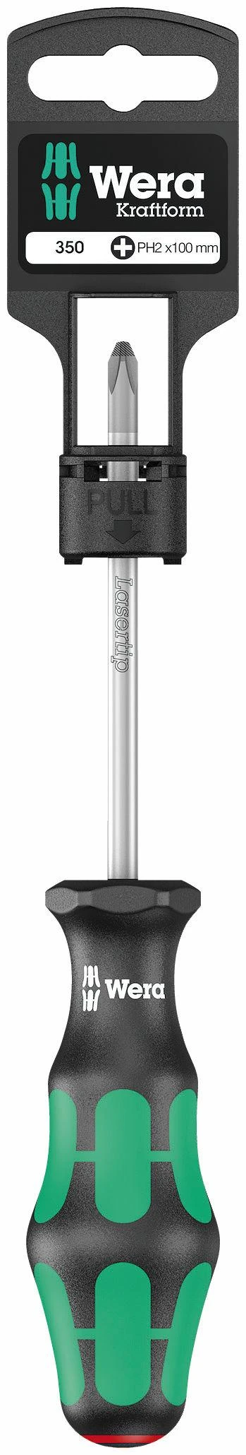 Atsuktuvas Phillips Wera Kraftfrom Plus 350, lazerinis antgalis, PH 2 x 100 mm, lizdinė plokštelė