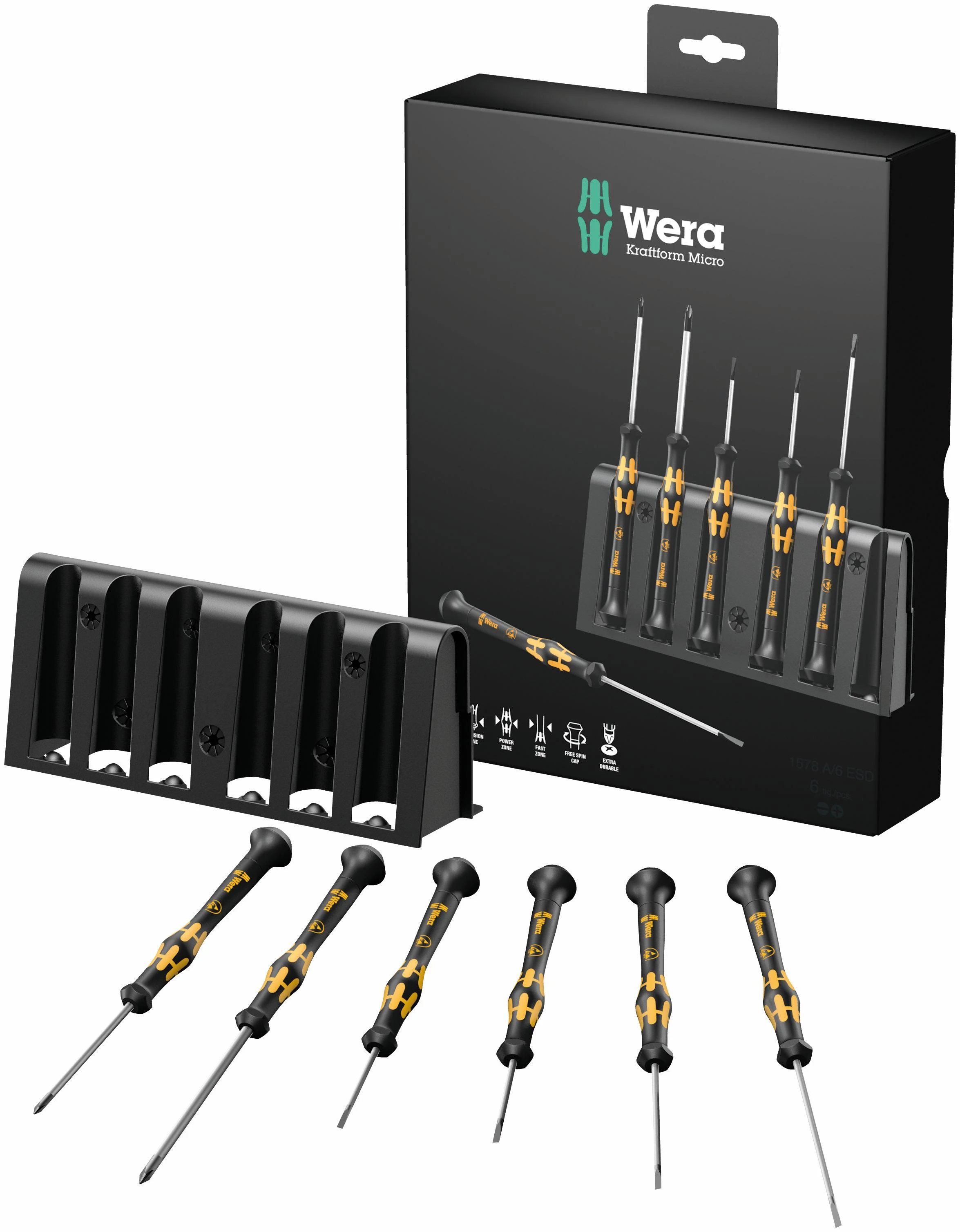 Atsuktuvų rinkinys elektronikai su stovu ESD 030170 Wera