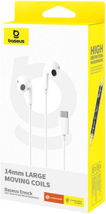 Baseus Ausinės su mikrofonu 1.1m (USB-C kištukas) Encok CZ17, baltos