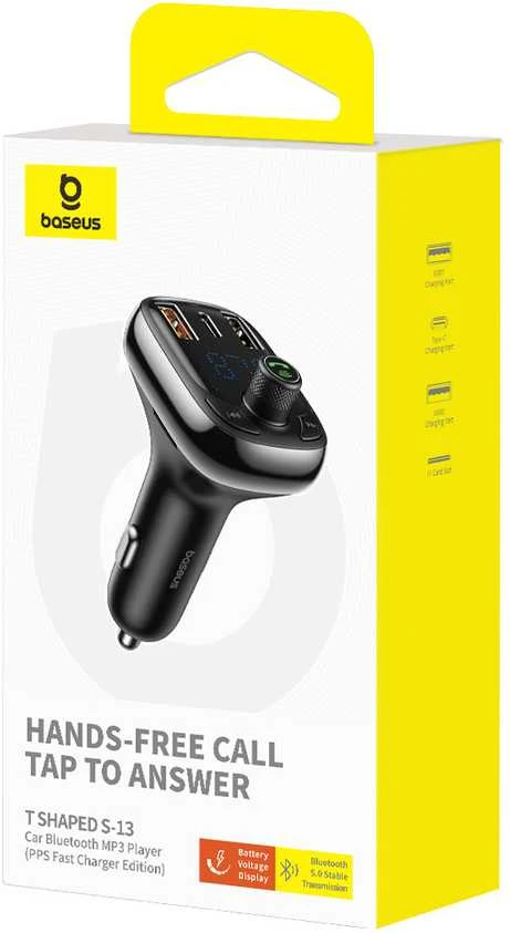 Automobilinis Bluetooth MP3 grotuvas Baseus T Shaped S-13 Juodas OS