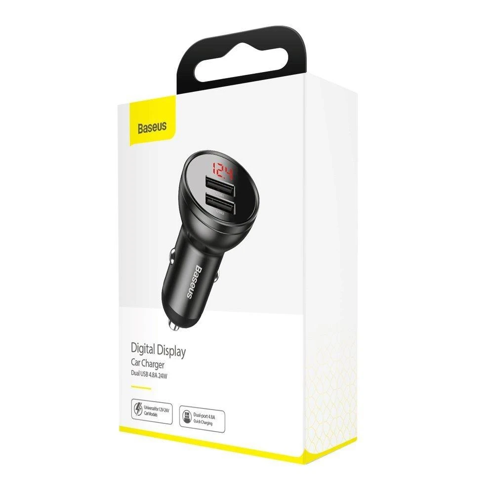 Baseus 2xUSB 4.8A automobilinis įkroviklis 24W - Pilkas