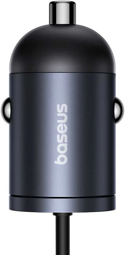Baseus Automobilinis įkroviklis Tiny Star 30W 12-24V USB-C PD3.0 su integruotu USB-C kabeliu 30W 1.4m, juodas