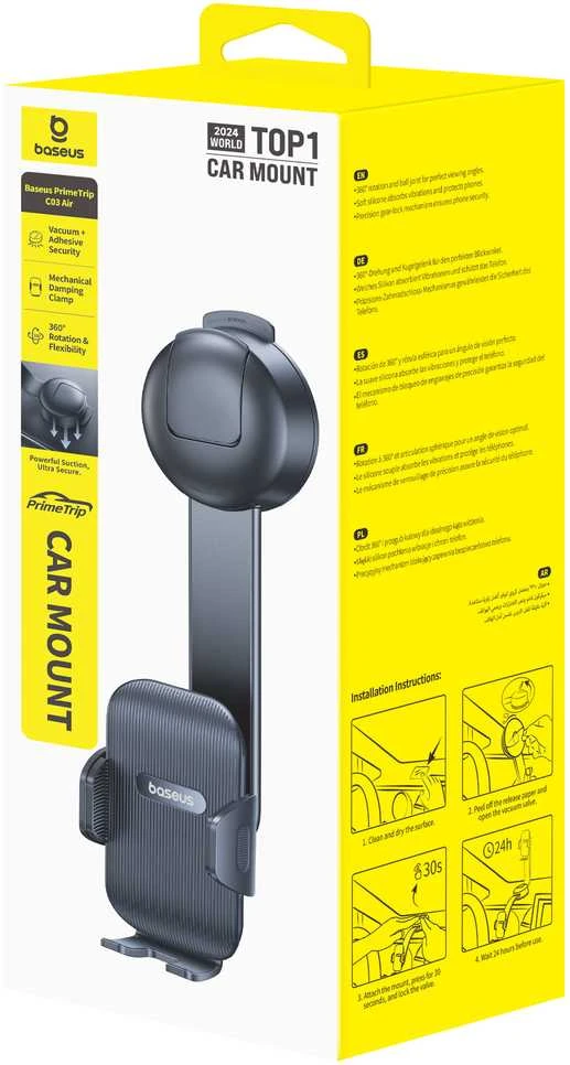 Baseus Automobilinis laikiklis telefonams su siurbtuku PrimeTrip C03 Air, juodas