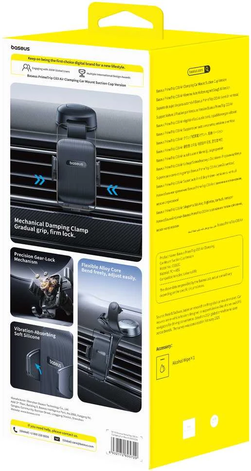 Baseus Automobilinis laikiklis telefonams su siurbtuku PrimeTrip C03 Air, juodas