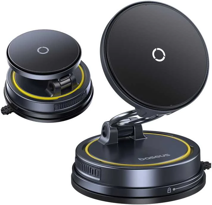 Baseus Automobilinis magnetinis laikiklis telefonams su belaidžiu įkrovimu 15W PrimeTrip VC2 Flex Pro, juodas