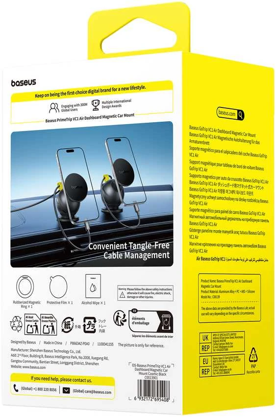 Baseus Automobilinis magnetinis laikiklis telefonams PrimeTrip VC1 Air, juodas