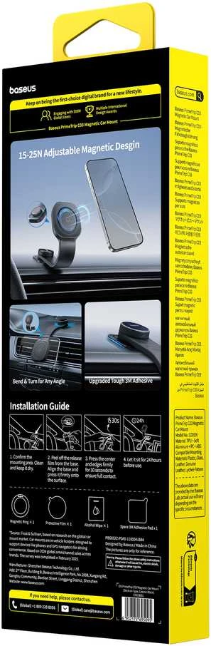 Baseus Automobilinis magnetinis laikiklis telefonams PrimeTrip C03, juodas