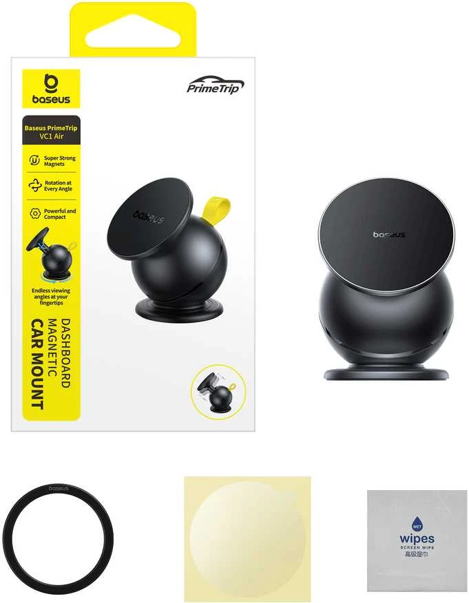 Baseus Automobilinis magnetinis laikiklis telefonams PrimeTrip VC1 Air, juodas